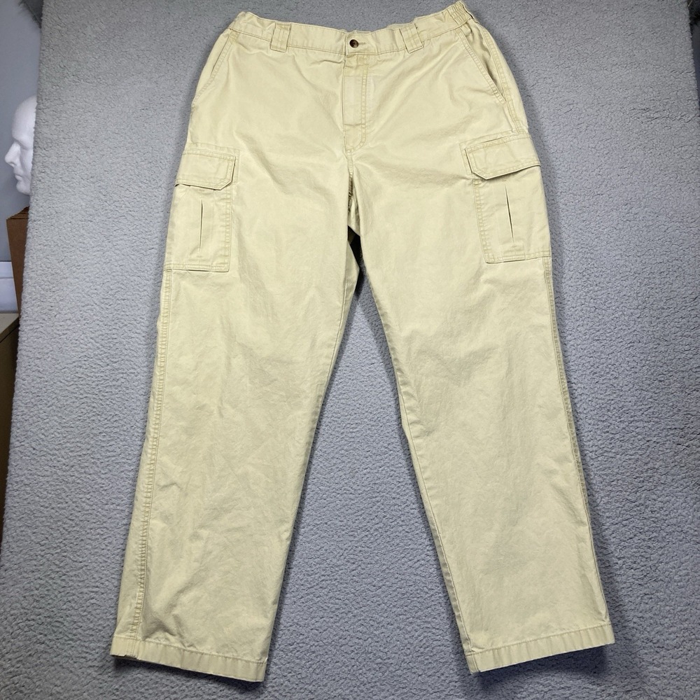 L.L. Bean Cargo Pants‎ Men's 38x32 (34x30) Beige Comfort Waist Cotton Casual